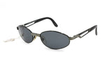 O. MARINES italian sunglasses 80s oval wrapping stretched // Black & visible metal color // Deadstock 1980s sunglasses