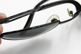 O. MARINES italian sunglasses 80s oval wrapping stretched // Black & visible metal color // Deadstock 1980s sunglasses