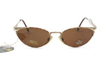 SAFILO sunglasses cat eye golden & dappled brown // Aztec Tribal carved inserts // Vintage 80s dead stock sunglasses