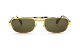 Aviator sunglasses gold & havana tortoise THE CONQUEST metal e celluloid  // rectangular aviator shape made in Italy NOS deadstock