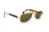 Aviator sunglasses gold & havana tortoise THE CONQUEST metal e celluloid  // rectangular aviator shape made in Italy NOS deadstock