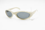 LAURA BIAGIOTTI made in Italy vintage Biker sunglasses white pearl with golden details // Female wrapping sunglasses // Deadstock 80s