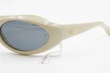 LAURA BIAGIOTTI made in Italy vintage Biker sunglasses white pearl with golden details // Female wrapping sunglasses // Deadstock 80s