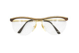 Half Lunettes wired frame BLUMARINE italian brand 1980s // Eyeglasses half rimmed dark sportted and golden satin // Deadstock glasses 80s