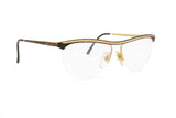 Half Lunettes wired frame BLUMARINE italian brand 1980s // Eyeglasses half rimmed dark sportted and golden satin // Deadstock glasses 80s