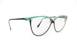 Lanvin Paris mod. OL 628 Cat eye frame acetate and metal // azure & black asymmetric front // High luxury and fashion ladies eyewear // NOS