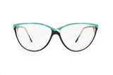 Lanvin Paris mod. OL 628 Cat eye frame acetate and metal // azure & black asymmetric front // High luxury and fashion ladies eyewear // NOS