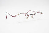 Modern design eyewear eyeglasses Pink metallized // Space age flat top glasses eyeglasses octagonal lenses // VTG 1980s unique half rimmed