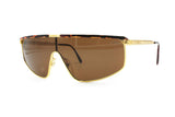 Wrapping mask sunglasses STING by AK mod. 642 col. 05 golden e dappled brown semireflective // vintage rare sunglasses New Old Stock