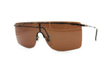 Vintage deadstock mask sunglasses mono lens LUXOTTICA mod. 7078 , dappled brown metal structure // Hip Hop sunglasses brown lens // NOS