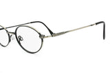 Oval eyewear frame silver & black aged NIGURA mod. NC 120 // oval stretched frame vintage 1980s, metal frame