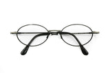 Oval eyewear frame silver & black aged NIGURA mod. NC 120 // oval stretched frame vintage 1980s, metal frame