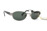 Sergio Tacchini deadstock sunglasses oval-rectangular front // matte gunmetal & black ST logo temples // Vintage NOS 1980s