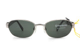Sergio Tacchini deadstock sunglasses oval-rectangular front // matte gunmetal & black ST logo temples // Vintage NOS 1980s