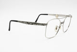 Country sunglasses frame Silver and Black, finely chiseled // Aviator frame assembled in USA by STEPSTAR // Deadstock 1980s