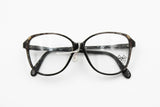Vintage Luxottica eyeglasses frame // Black & glittered stoned arms // Pale golden details // New Old Stock