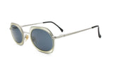 Sunglasses Nouvelle vague mod. Syria cellulose inserts round lenses, silver metallized // retro oval sunglasses made in Italy // Dead Stock