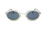Sunglasses Nouvelle vague mod. Syria cellulose inserts round lenses, silver metallized // retro oval sunglasses made in Italy // Dead Stock