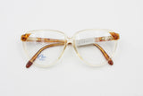 Vintage 1960s 1970s Safilo LADY ELASTA mod. 5603 acetate and metal with fleet arm system // clear peach acetate & animal brown print // NOS
