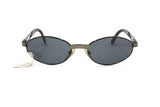 O. MARINES italian sunglasses 80s oval wrapping stretched // Black & visible metal color // Deadstock 1980s sunglasses