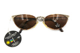 SAFILO sunglasses cat eye golden & dappled brown // Aztec Tribal carved inserts // Vintage 80s dead stock sunglasses
