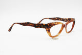 Vintage 80s slim acetate cat eye brown dappled Overture by Lastes mod. Isabel // Vintage 1980s womens eyewear frame // Dead stock