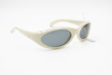 LAURA BIAGIOTTI made in Italy vintage Biker sunglasses white pearl with golden details // Female wrapping sunglasses // Deadstock 80s