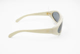 LAURA BIAGIOTTI made in Italy vintage Biker sunglasses white pearl with golden details // Female wrapping sunglasses // Deadstock 80s