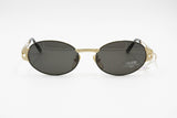 Charme mod. 7553 oval sunglasses Golden & Black lenses perimeter, luxury sunglasses high detailled // Deadstock 1980s sunnies