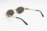 Charme mod. 7553 oval sunglasses Golden & Black lenses perimeter, luxury sunglasses high detailled // Deadstock 1980s sunnies