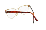 Laura Biagiotti cat eye half lunettes in Pale golden and Brown colours // Fashion woman eyeglasses // NOS