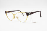 Missoni M183 vintage double edge cat eye Red marbled & Gold // Eyeglasses frame made in Italy // New Old Stock 1980s