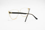 Von Furstenberg lunettes womens eyeglasses frame // Clear acetate with fabric tissue & Golden inserts // New Old Stock 1980s