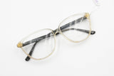 Von Furstenberg lunettes womens eyeglasses frame // Clear acetate with fabric tissue & Golden inserts // New Old Stock 1980s