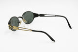 Le Club Actif mod. 1305 50 Black & Gold oval vintage sunglasses , High italian design , Dead stock 1990s
