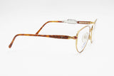 Vintage Retro SAFILO reading glasses frame oval gold satin and brown dappled,  ELASTA arm system, made in Italy NOS 1990s