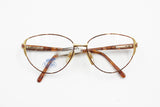 Vintage Retro SAFILO reading glasses frame oval gold satin and brown dappled,  ELASTA arm system, made in Italy NOS 1990s