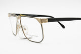Jean Louis Scherrer outstanding squared Black & Gold eyewear frame // Deadstock 1980s