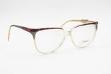Vintage 1970s cat eye acetate ELEGANCE mod. Sophie , red tissue brows with gray and pearl details , NOS