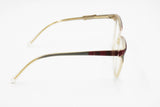 Vintage 1970s cat eye acetate ELEGANCE mod. Sophie , red tissue brows with gray and pearl details , NOS