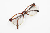 Vtg Clubmaster style SIXTY mod. 20 325 brown dappled acetate with golden metal // Geek nerd style , New Old Stock