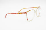 80s Rainbow womens ladies eyeglasses cat eye shaped , italian product by VANITIES by Metalvista, Amazing harlequin tissue pattern, NOS