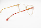 80s Rainbow womens ladies eyeglasses cat eye shaped , italian product by VANITIES by Metalvista, Amazing harlequin tissue pattern, NOS