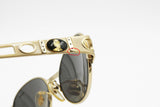 Charme mod. 7553 oval sunglasses Golden & Black lenses perimeter, luxury sunglasses high detailled // Deadstock 1980s sunnies