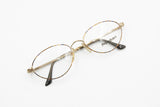 Yves Saint Laurent YSL oval single eyeglasses frame , frame made in Italy Golden & Industrial orange blue pattern, New Old Stock 1980s