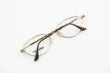 Yves Saint Laurent YSL oval single eyeglasses frame , frame made in Italy Golden & Industrial orange blue pattern, New Old Stock 1980s