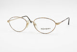 Yves Saint Laurent YSL oval single eyeglasses frame , frame made in Italy Golden & Industrial orange blue pattern, New Old Stock 1980s