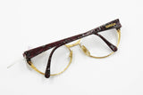Missoni M183 vintage double edge cat eye Red marbled & Gold // Eyeglasses frame made in Italy // New Old Stock 1980s