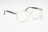 Von Furstenberg lunettes womens eyeglasses frame // Clear acetate with fabric tissue & Golden inserts // New Old Stock 1980s