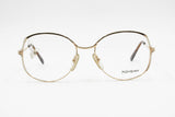 Rare and unique Yves Saint Laurent Paris mod. Hyre eyeglasses frame oval drop lenses, Golden main colour with White & Black details, NOS 70s